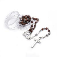 Rosary karoliai, Cinko lydinys, su Mediena, dažytas, unisex, mišrios spalvos, 27*15mm-18*15mm-3mm, Ilgis 40 cm, Pardavė PC