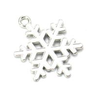 Zinklegierung Weihnachten Anhänger, Schneeflocke, plattiert, DIY & Emaille, Silberfarbe, 25x19x1.40mm, 100PCs/Tasche, verkauft von Tasche