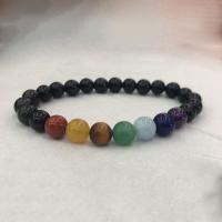 Gemstone Armbånd, Agate, med Ædelsten, Runde, naturlig, elastisk & Unisex, blandede farver, 8mm, Solgt af Strand