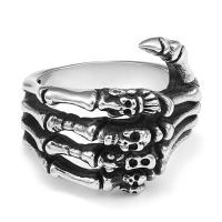 Bague en alliage de zinc, main, Plaqué de couleur d'argent, unisexe & avec le motif de la tête de mort & normes différentes pour le choix, 10PC/lot, Vendu par lot