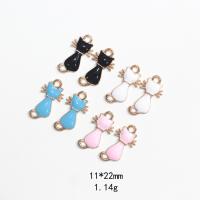 Zinc Alloy Enamel Pendants Cat gold color plated Sold By Lot