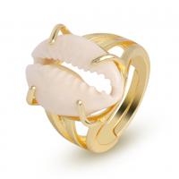 Shell Finger Rings Brass with Trumpet Shell plated for woman nickel lead & cadmium free Sold By PC