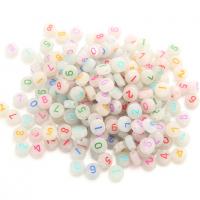 Numero Acrylic Bead, acrilico, Cerchio, DIY & con il modello del numero & luminoso & smalto, nessuno, 4x7mm, 3600PC/sol, Venduto da sol