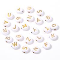 Alphabet Acryl Kralen, Ronde, geschilderd, DIY & met brief patroon, meer kleuren voor de keuze, 4x7mm, Verkocht door Bag