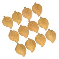 Pendants Jewelry Prás, Leaf, plátáilte, órga, 22.50x15x0.25mm, 100ríomhairí pearsanta/Mála, Díolta De réir Mála