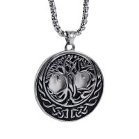 Stainless Steel Jewelry Necklace 304 Stainless Steel Round fashion jewelry & tree of life design & for man original color Length 23.62 Inch Sold By PC