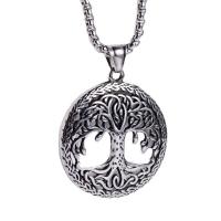 Stainless Steel Jewelry Necklace 304 Stainless Steel Round fashion jewelry & tree of life design & for man original color Length 23.62 Inch Sold By PC