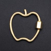 Mässing Skit i Carabiner Lock Charms, Apple, plated, DIY, gyllene, 26x26mm, Säljs av PC