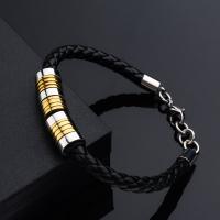 Bracelets cordon PU, acier inoxydable, avec cuir PU, Placage, pour homme, plus de couleurs à choisir, Longueur 21.5 cm, Vendu par PC