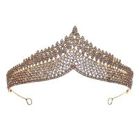 Tiaraer, Zinc Alloy, Crown, forgyldt, for kvinde & med rhinestone, flere farver til valg, 145x55mm, Solgt af PC