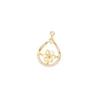 Brass Pendant Component Teardrop gold color plated DIY & micro pave cubic zirconia & hollow nickel lead & cadmium free Sold By PC