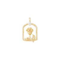 Messing hanger met micro-paved kubieke zirconia's, Rose, gold plated, DIY & micro pave zirconia & hol, nikkel, lood en cadmium vrij, 14x23mm, Verkocht door PC