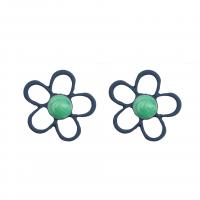 Zinc Alloy Stud Earring Flower for woman & enamel & hollow blue Sold By Lot