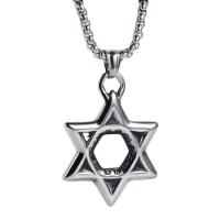 Roestvrij staal halskettingen, 304 roestvrij staal, Hexagram, mode sieraden & voor de mens, meer kleuren voor de keuze, 43.40x32.40mm, Lengte 23.62 inch, Verkocht door PC