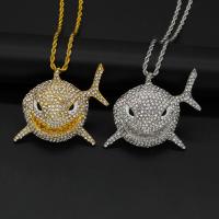 Rustfrit stål Animal Pendler, Stainless Steel, Shark, forgyldt, mode smykker & med rhinestone, flere farver til valg, nikkel, bly & cadmium fri, Solgt af PC