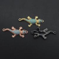 Zircon cubique Micro Pave laiton Connecteur, gecko, Placage, DIY & pavé de micro zircon, plus de couleurs à choisir, 13.90x31.70mm, Vendu par PC