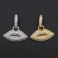 Cubic Zirconia Micro Pave Brass Pendant Lip plated DIY & micro pave cubic zirconia Sold By PC