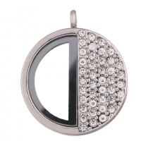 Flottant Locket Pendant, alliage de zinc, avec verre, Rond, Placage, DIY & avec strass, plus de couleurs à choisir, 42x36x8mm, Vendu par PC