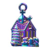 Pendentifs en alliage de zinc, Château, Placage coloré, unisexe, multicolore, 21x14mm, Longueur 45 cm, Vendu par PC