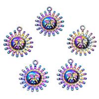 Pendentifs en alliage de zinc, soleil, Placage coloré, DIY, multicolore, 22x19mm, Longueur 45 cm, Vendu par PC