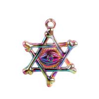 Pendentifs en alliage de zinc, Hexagram, Placage coloré, DIY, multicolore, 25.50x20x2.50mm, Longueur 45 cm, Vendu par PC