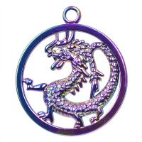 Pendentifs en alliage de zinc, dragon, Placage coloré, DIY, multicolore, 37x32mm, Longueur 45 cm, Vendu par PC