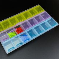 ABS plast Nail Art Storage Box, Obdélník, průhledný, smíšené barvy, 23x16mm, Prodáno By PC