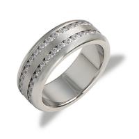 Titantium Steel fingerring, Titanium Stål, Donut, Unisex & med rhinestone, oprindelige farve, 19x8mm, Solgt af PC