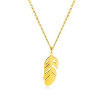 Collier de bijoux en acier inoxydable, acier inoxydable 316L, feuille, Plaqué or 18K, unisexe, 22mm, Longueur Environ 18.11 pouce, Vendu par PC