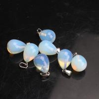 Pendants Farraige Opal, le since cóimhiotal bannaí, Teardrop, 13.5x21.5mm, Poll:Thart 2mm, Díolta De réir PC