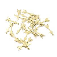 Messing Schmuck Anhänger, Pfeilspitze, plattiert, goldfarben, 5.20x18.30x0.60mm, 50PCs/Tasche, verkauft von Tasche