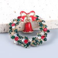 Christmas Brooches Zinc Alloy Christmas Design & fashion jewelry & for woman & enamel & with rhinestone Sold By PC