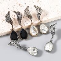 Zinc Alloy Drop Earrings plated fashion jewelry & for woman & with rhinestone Sold By Pair