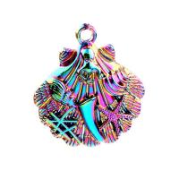 Pendentifs en alliage de zinc, coquille, Placage coloré, DIY, multicolore, 27x23x5mm, Longueur 45 cm, Vendu par PC