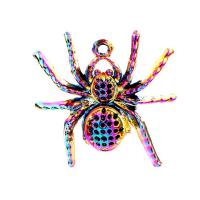 Pendentifs en alliage de zinc, araignée, Placage coloré, DIY, multicolore, 25x25x4mm, Longueur 45 cm, Vendu par PC