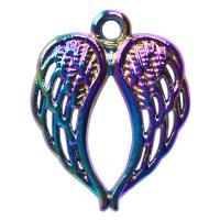 Vingeformet Zinc Alloy Pendler, Wing Shape, farverig forgyldt, du kan DIY, flerfarvede, 21x17mm, Længde 45 cm, Solgt af PC