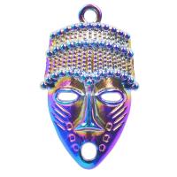 Pendentifs en alliage de zinc, Masque, Placage coloré, DIY, multicolore, 33x20mm, Longueur 45 cm, Vendu par PC