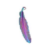 Zinc Alloy Pendler, Feather, forgyldt, du kan DIY, flerfarvede, 52x12x2mm, Længde 45 cm, Solgt af PC