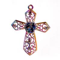 Zink Alloy Cross Hängen, färgrik pläterade, DIY, flerfärgad, 91x61x14mm, Längd 45 cm, Säljs av PC