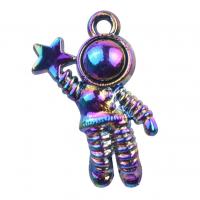 Pendentifs en alliage de zinc, astronaute, Placage coloré, DIY, multicolore, 20x14mm, Longueur 45 cm, Vendu par PC