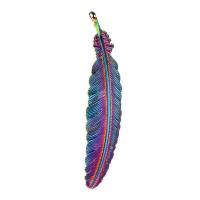 Cink Aluminijski Feather Privjesci, Cink Alloy, Pero, šarene pozlaćen, možete DIY, multi-boji, 106x20x2mm, Dužina 45 cm, Prodano By PC