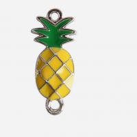 Forbindelse til zinklegering, Zinc Alloy, Pineapple, du kan DIY & emalje, blandede farver, 27x12mm, Solgt af PC