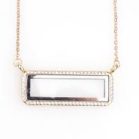 Floating Locket Necklace Zinc Alloy with Glass Rectangle plated Unisex & with rhinestone Length 60 cm Sold By PC