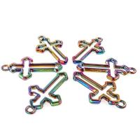 Zinklegering Cross Hangers, Zinc Alloy, Oversteken, kleurrijke vergulde, DIY, multi-gekleurde, 38x21mm, Lengte 45 cm, Verkocht door PC