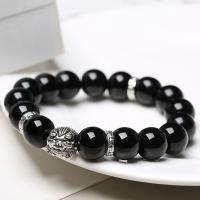 Edelsteen armbanden, Zinc Alloy, met Obsidian & Kristal, uniseks, meer kleuren voor de keuze, Lengte 18 cm, Verkocht door PC