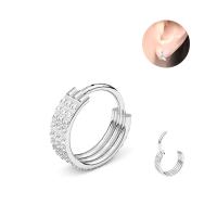 Acier titane piercing oreille, beignet, unisexe & normes différentes pour le choix & pavé de micro zircon, couleur originale, Vendu par PC