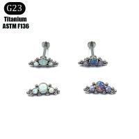 Titanium Čelik piercing naušnica, s Opal, Geometrijski uzorak, različite veličine za izbor & za žene, više boja za izbor, Prodano By PC