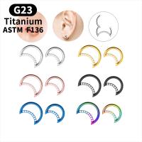 Acier titane piercing oreille, lune, Placage, normes différentes pour le choix & pavé de micro zircon & pour femme, plus de couleurs à choisir, Vendu par PC