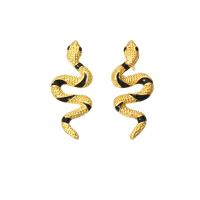 Øremærkning af zinklegeret stud, Zinc Alloy, Snake, forgyldt, for kvinde, flere farver til valg, 11x27mm, 10par/Lot, Solgt af Lot