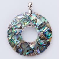 Prirodni Abalone Shell Privjesci, Cink Alloy, s Abalone Shell, Krug, miješana boja, 41x40mm, Prodano By PC